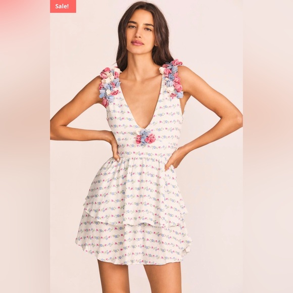NWT Loveshackfancy Womens Dresses | Shayna Mini Dress Lilac Crema Sz 2 - Picture 1 of 4